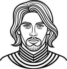 Vector illustration portrait of a woman with black hair