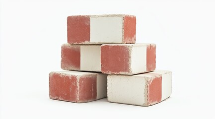 Stack of five reddish-brown and off-white rectangular bricks