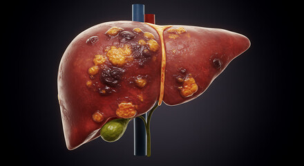 Damaged Liver: Medical Illustration of Liver Disease