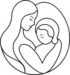 Mother and baby illustration depicting love, family, and care