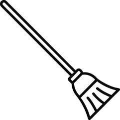 Vector outline icon of a broom with a long handle