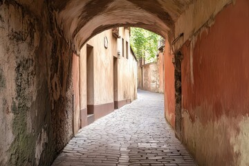 Obraz premium Quiet cobblestone alley in historic area