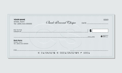 Blank Payment Check Vector with Signature Line
