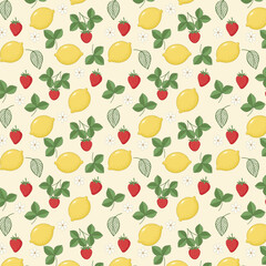 Strawberries and Lemons Seamless Pattern