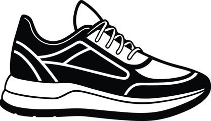Sport shoes vector illustration with isolated white background showing casual and athletic footwear