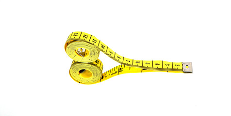 measuring tape isolated on white closeup shot 