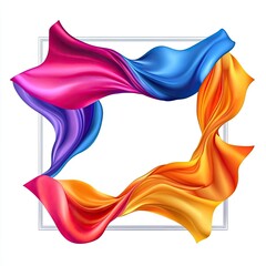 Fototapeta premium Abstract, vibrant fabric drapes in a square frame