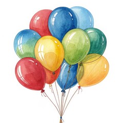 Watercolor Balloon Bouquet Colorful Party Celebration, balloons, watercolor