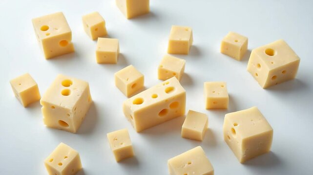 Aerial view of a piece of cheese isolated on a background.