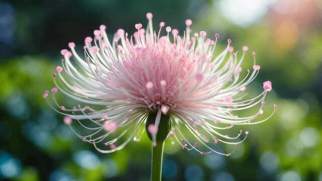 flower's pink beauty against a blurred bokeh garden backdrop