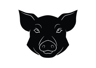 Fototapeta premium pig head silhouette vector, pig face cartoon icon illustration.