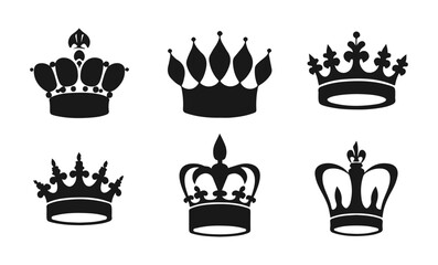 Set Hand drawn crown silhouette