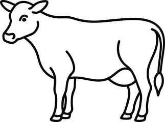 line art of a mother cow on the white background