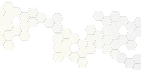 Abstract Technology White Geometric Hexagon on Transparent Concept Design, Honeycomb Shape Vector.