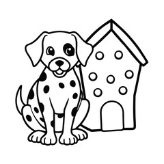 adorable dalmatian puppy coloring page with birdho