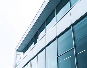 Obraz premium Modern architectural design featuring glass facade and clean lines