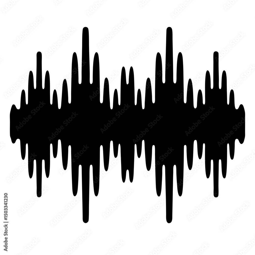 Poster abstract black and white sound wave visualization in a minimal design style