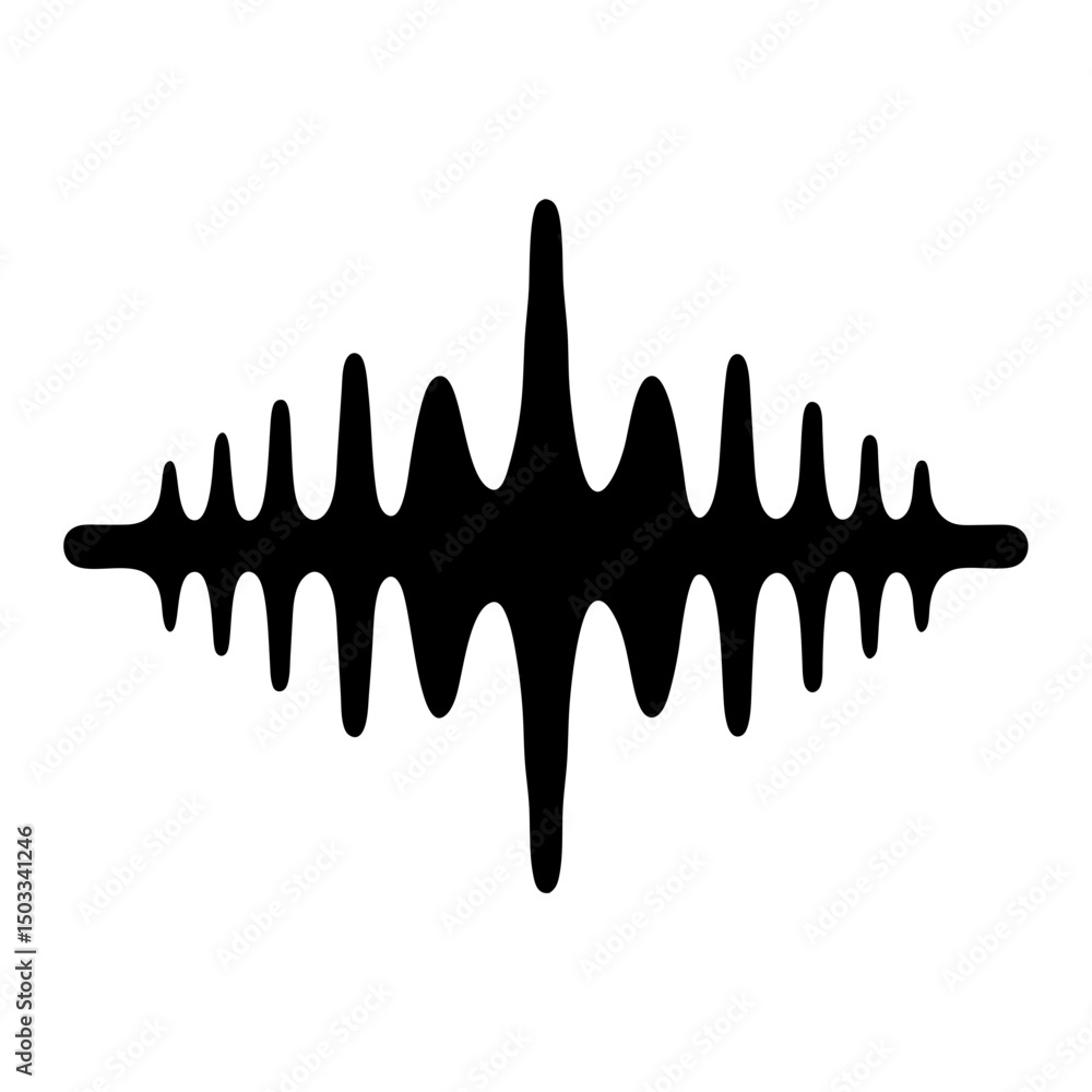 Poster abstract black waveform vector illustration on white background conveying sound patterns