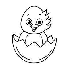 adorable baby bird hatching from egg coloring page