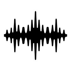 Black Audio Waveform on White Background representing Sound Frequency and Amplitude