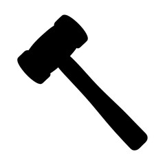 A simple black silhouette of a wooden mallet or hammer tool