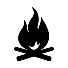 Stylized Campfire Illustration with Flames and Logs on a White Background