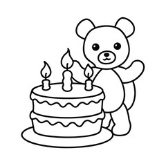adorable bears on birthday cake coloring page 