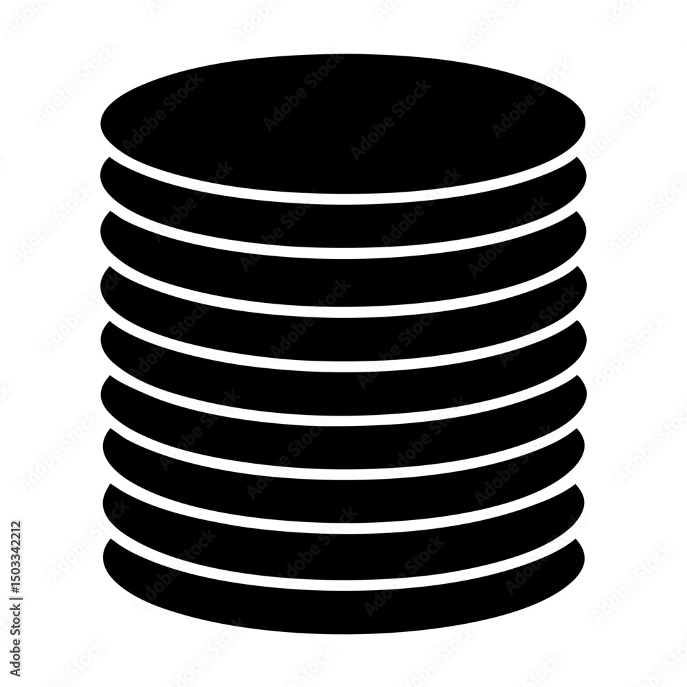 Poster stack of discs or coins icon with smooth and minimalist design