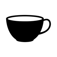 Simple black and white illustration of a coffee or tea cup