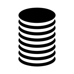 Black and white tower created with discs stacked on top of each other