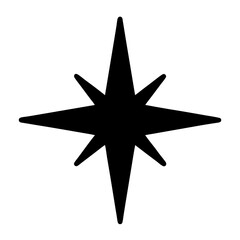 Isolated Eight Pointed Star Symbol Depicting Light, Guidance and Spirituality