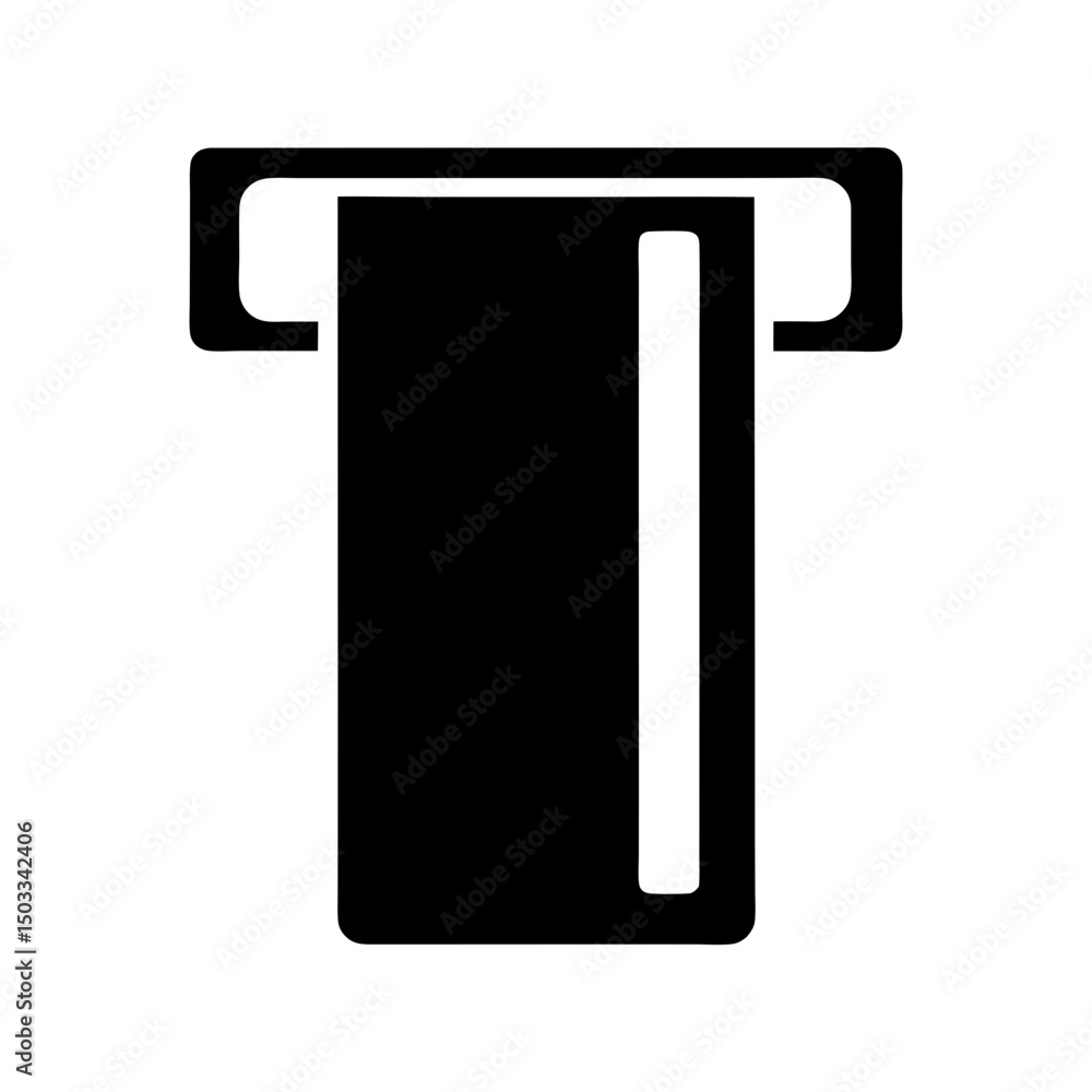 Poster stylized depiction of an atm card reader with slot for insertion
