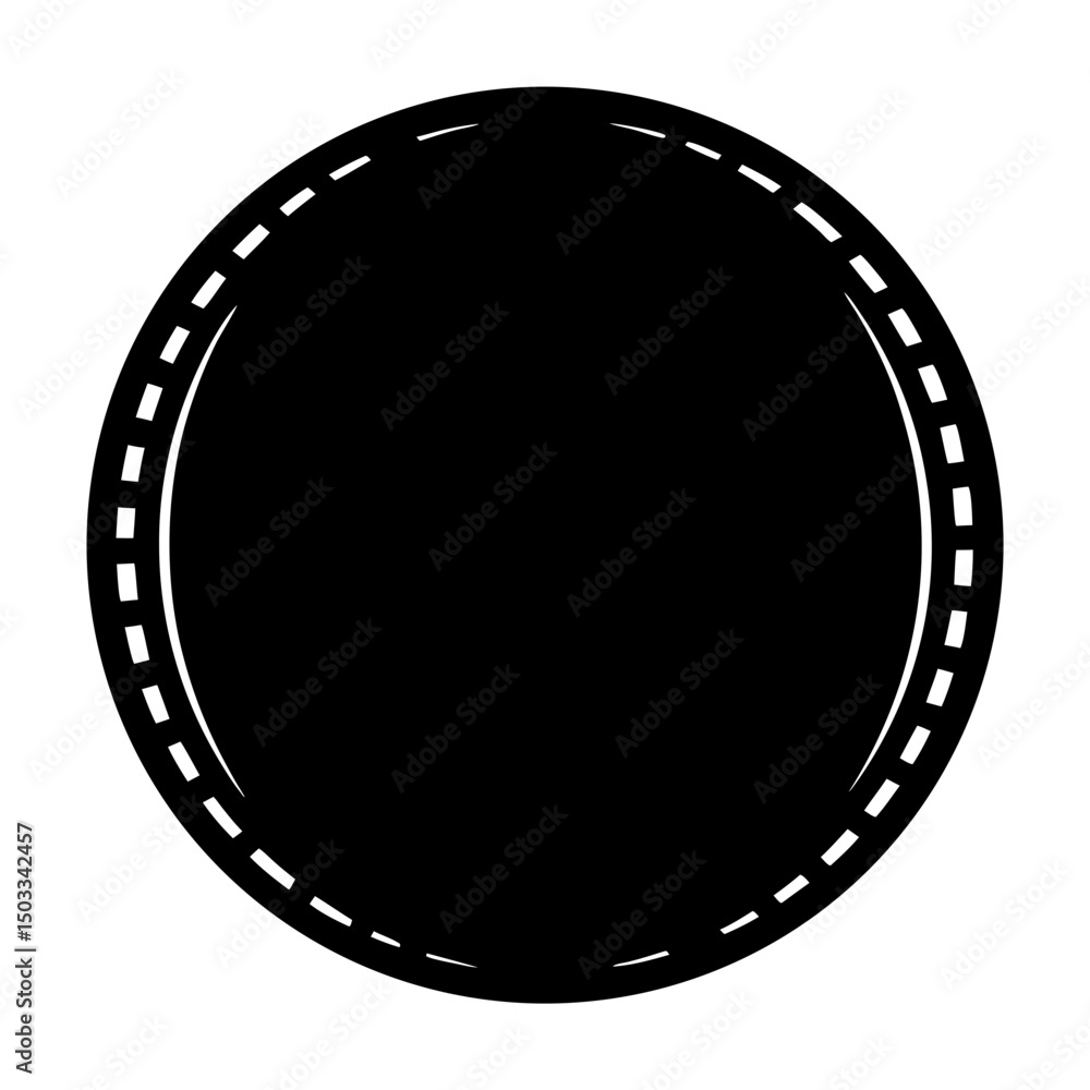 Poster monochrome circular emblem with stitched outer border and blank center space