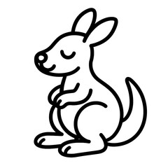 Adorable Kangaroo Line Art for Kids Coloring Book, Bold line