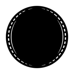 Monochrome circular emblem with stitched outer border and blank center space