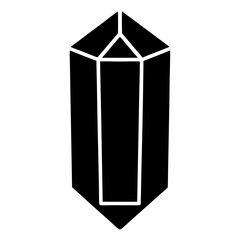 Black and white illustration of a stylized geometric crystal formation