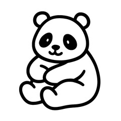 Cute Panda Line Art Drawing for Kids Coloring Book, Bold line