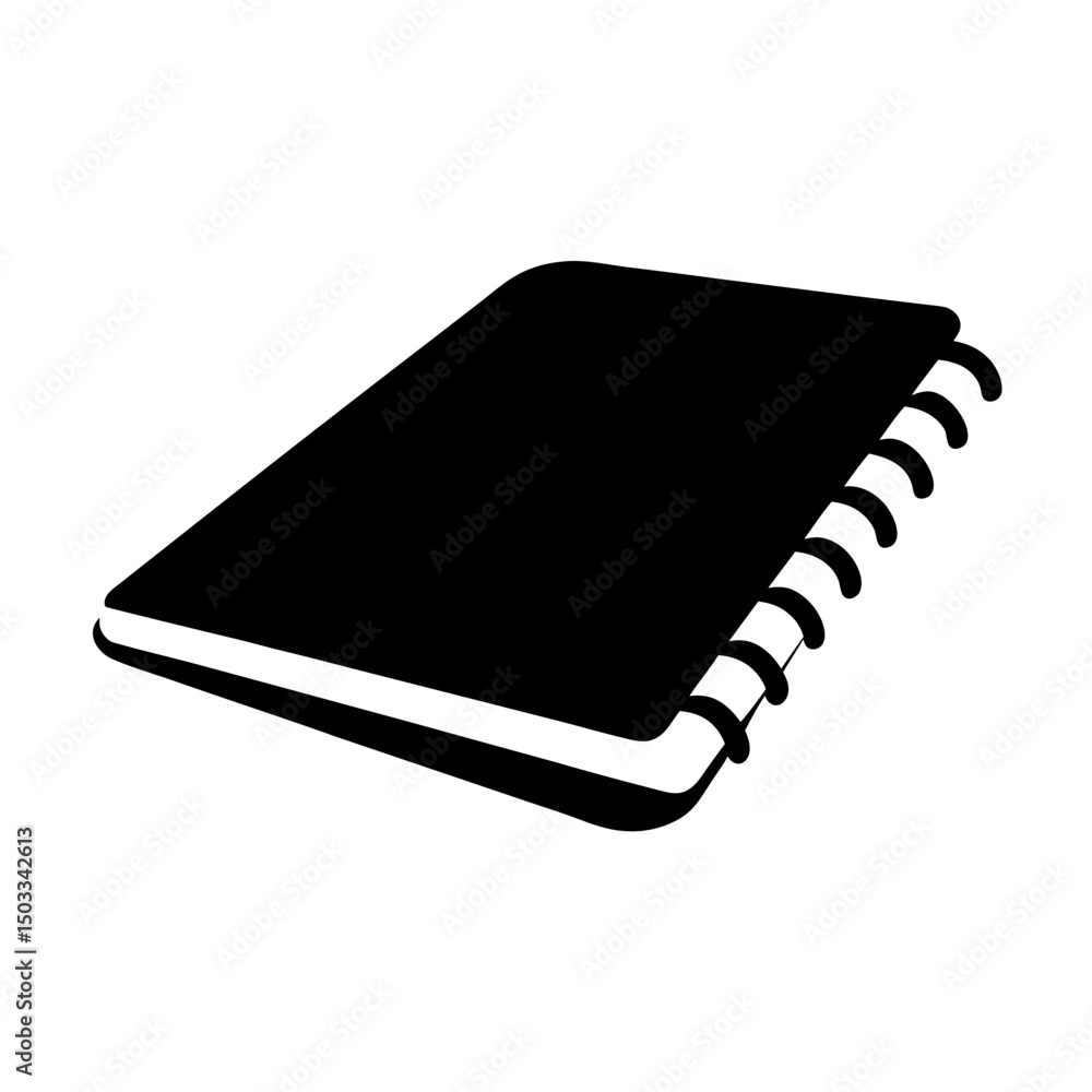 Poster black spiral bound notebook with blank pages for notes and journaling