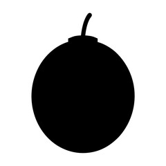 Simple graphic illustration of a classic round bomb in black silhouette