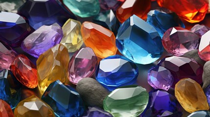 Fototapeta premium Crystal Close Up. Close-Up of Crystal isolated, Luxury Jewelry Concept with Shallow Depth of Field, Sparkling Crystal Gemstones Isolated on Background with Copy Space.
