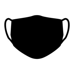 Black Protective Face Mask Icon on a White Background Preventing Virus