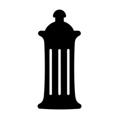 Simple bold black silhouette of a fire hydrant on white background illustration