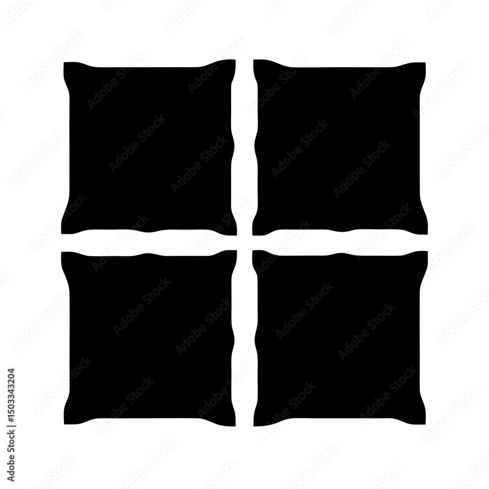 Poster black and white abstract pattern featuring four square symmetrical shapes