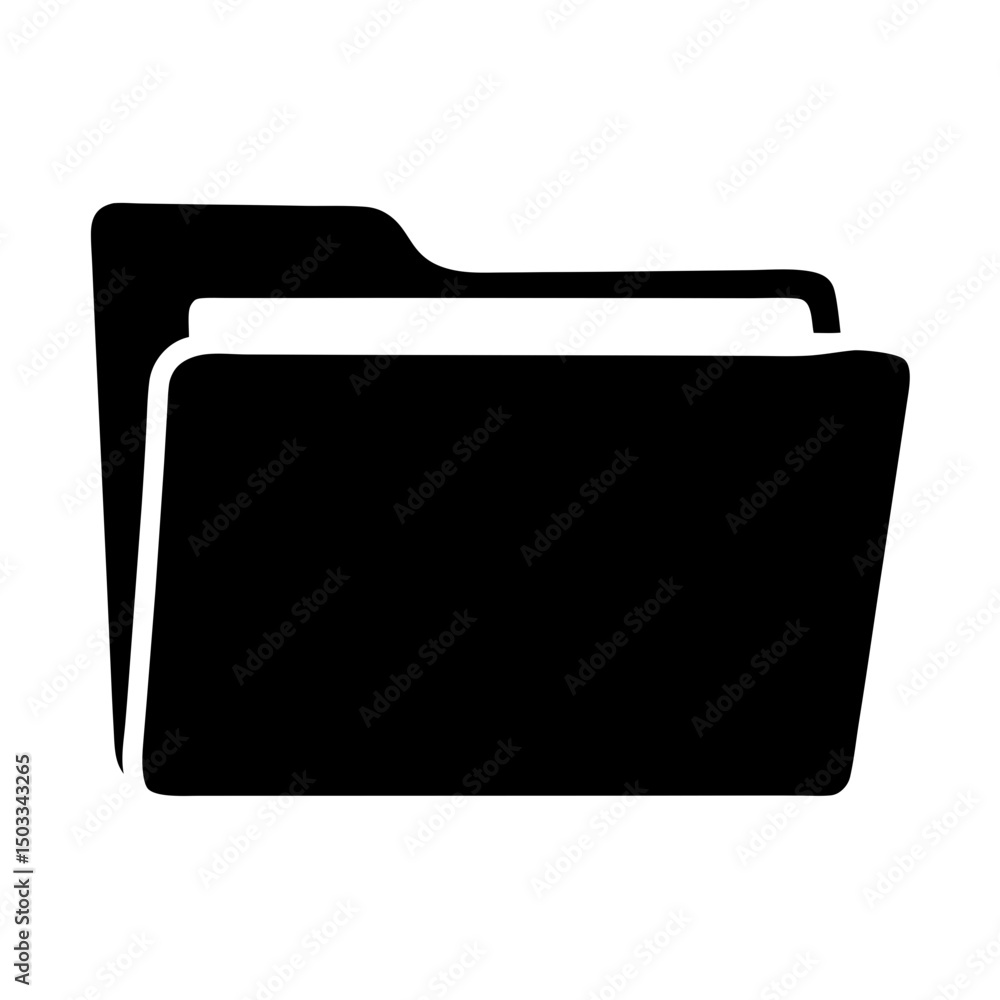 Poster simple black and white graphic of an open file folder icon