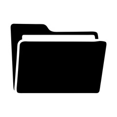 Simple black and white graphic of an open file folder icon