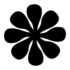 Abstract black and white flower illustration with repeating petal pattern design