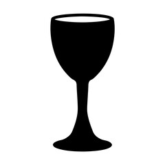Elegant black silhouette of a wine glass on a white background