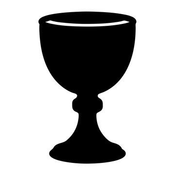 Silhouette of a Chalice or Goblet Cup, Black silhouette of a classic chalice or goblet with a wide bowl and slender stem, isolated on a white background.
