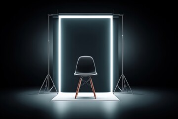 Naklejka premium Black Chair Illuminated in a Studio Setting