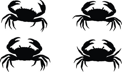 Elegant Crab Silhouettes Vector Illustration Set